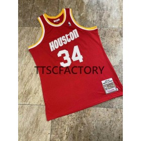 Maillot Basket Homme Houston Rockets OLAJUWON 34 Retro Mitchellness Rouge Swingman